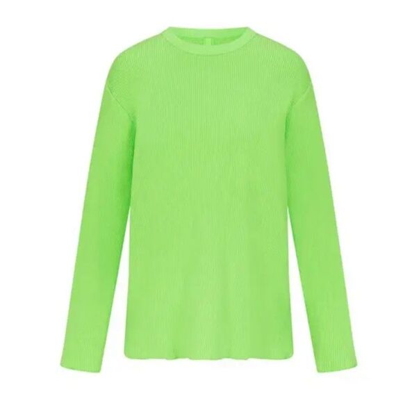 Skims Waffle Long Sleeve T-Shirt - Neon Green - 4x - NWT - Picture 2 of 10